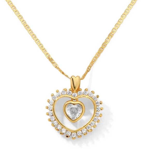 New Vanessa Mooney THE JOLENE HEART NECKLACE Heart pendant CZ necklace - Picture 1 of 4